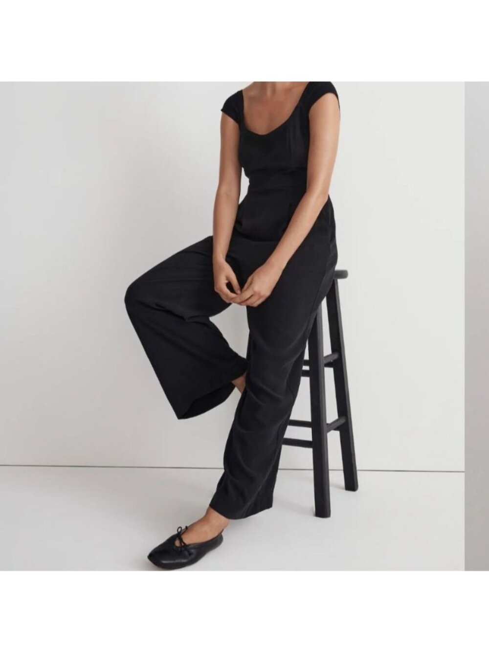 Madewell Smocked Bodice Black Jumpsuit Size 00 Made In Indonesia